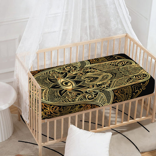 Gold Hamsa Hand Print Baby Crib Sheet