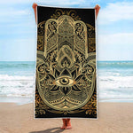Gold Hamsa Hand Print Beach Towel
