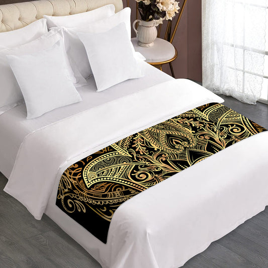 Gold Hamsa Hand Print Bed Runner