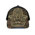Gold Hamsa Hand Print Black Mesh Trucker Hat