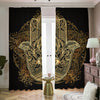 Gold Hamsa Hand Print Blackout Pencil Pleat Curtains