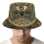 Gold Hamsa Hand Print Bucket Hat