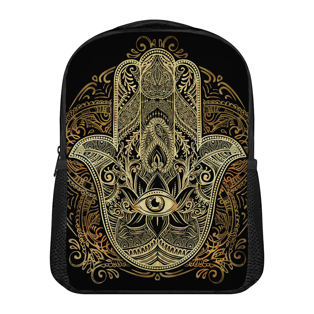 Gold Hamsa Hand Print Casual Backpack