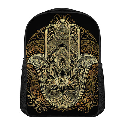 Gold Hamsa Hand Print Casual Backpack