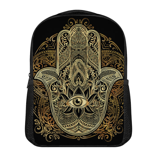 Gold Hamsa Hand Print Casual Backpack