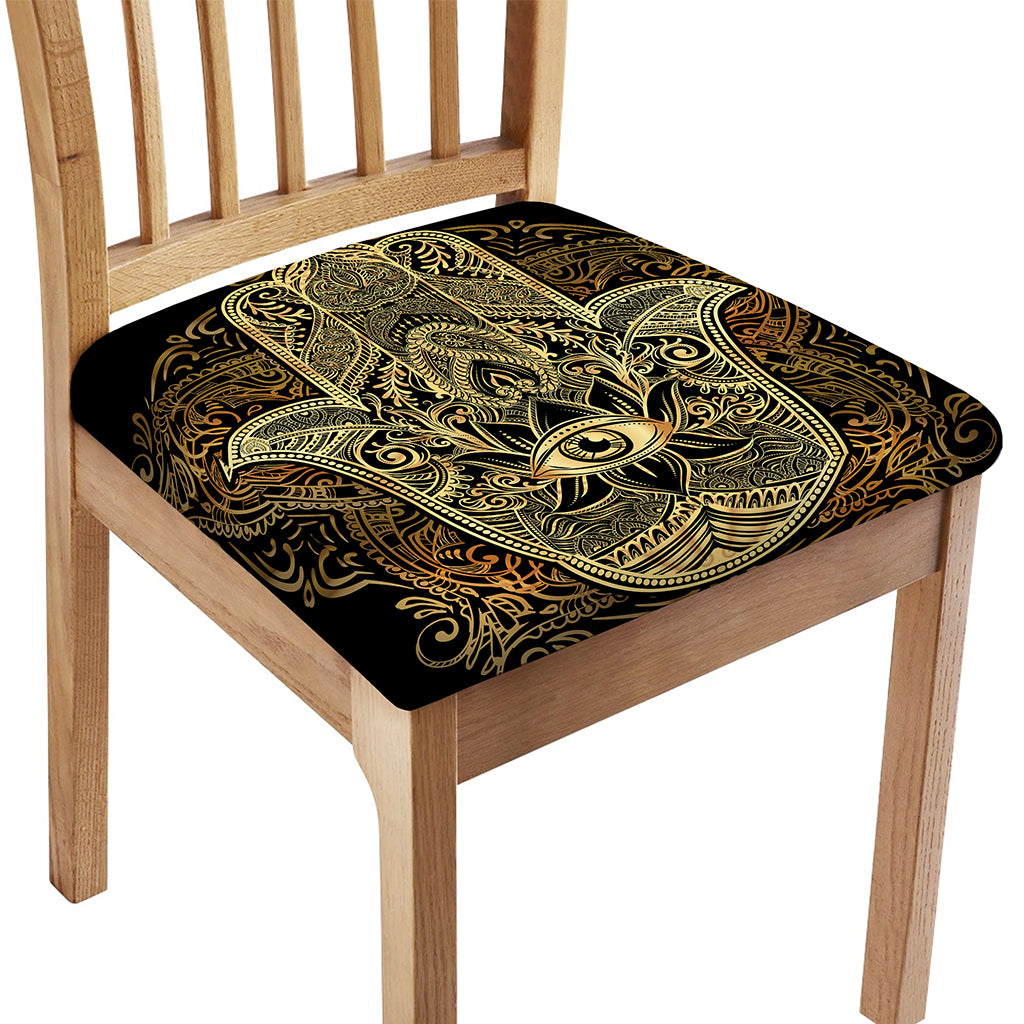 Gold Hamsa Hand Print Chair Cushion Cover