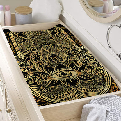 Gold Hamsa Hand Print Changing Pad Cover