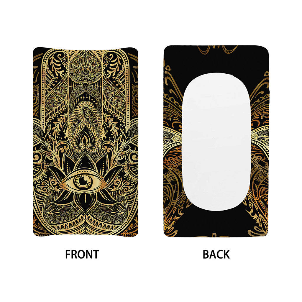 Gold Hamsa Hand Print Changing Pad Cover