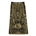 Gold Hamsa Hand Print Cotton Front Slit Maxi Skirt