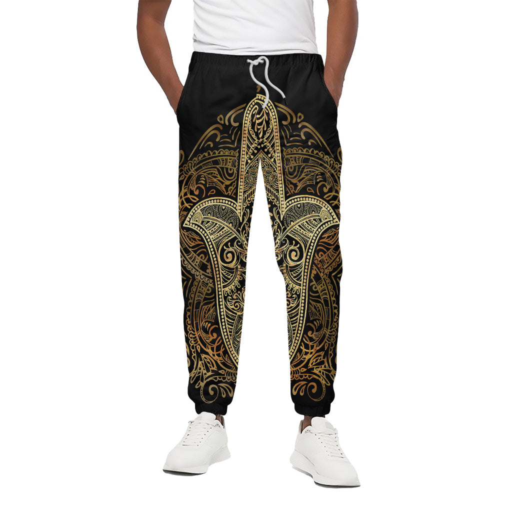 Gold Hamsa Hand Print Cotton Pants