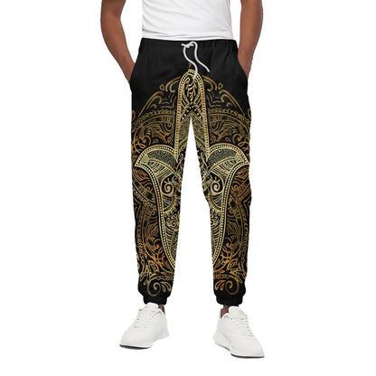 Gold Hamsa Hand Print Cotton Pants