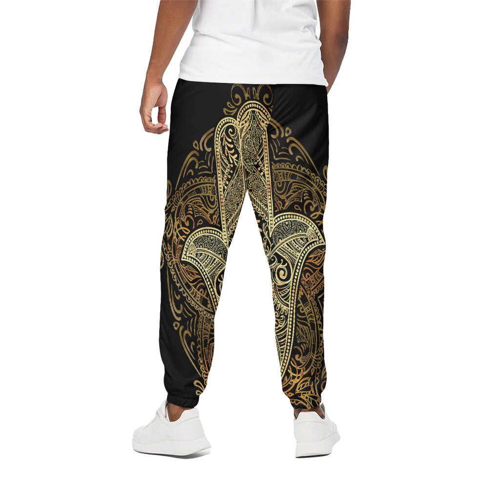 Gold Hamsa Hand Print Cotton Pants
