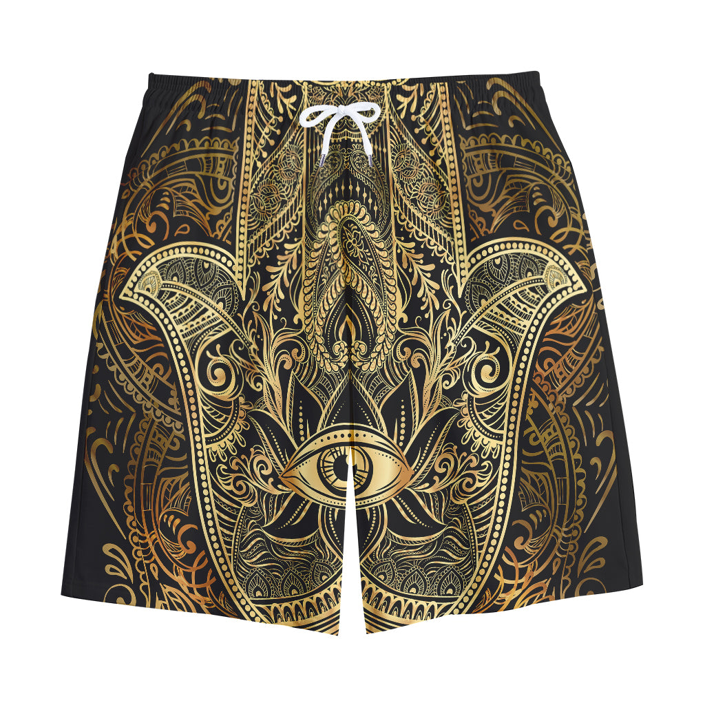 Gold Hamsa Hand Print Cotton Shorts