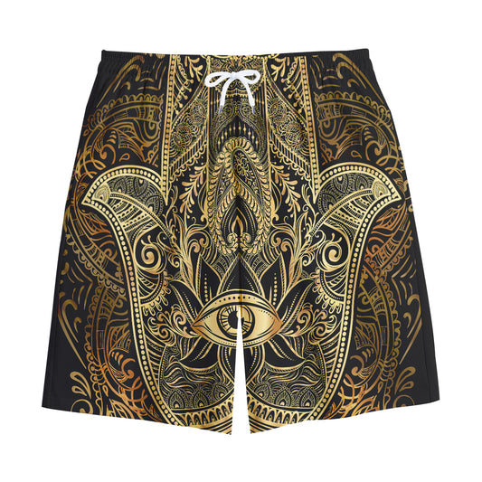 Gold Hamsa Hand Print Cotton Shorts