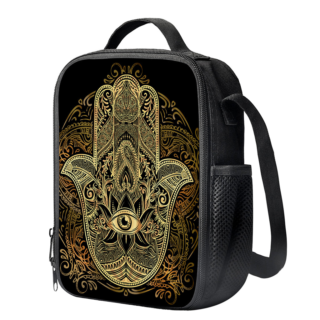 Gold Hamsa Hand Print Crossbody Lunch Bag