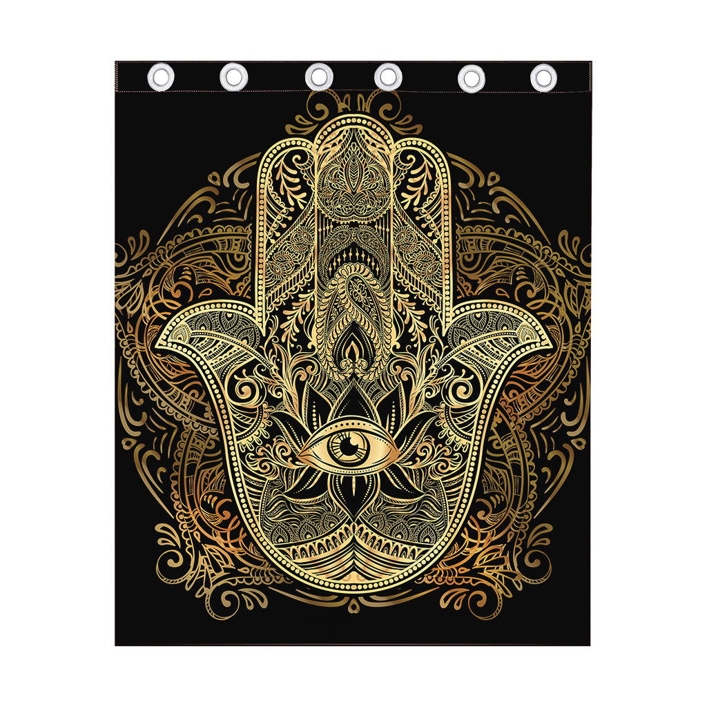 Gold Hamsa Hand Print Curtain