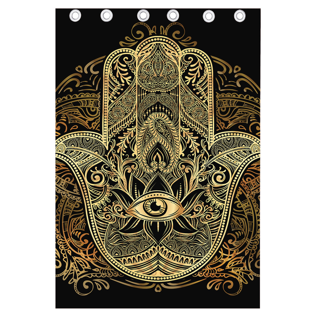Gold Hamsa Hand Print Curtain