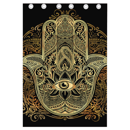 Gold Hamsa Hand Print Curtain