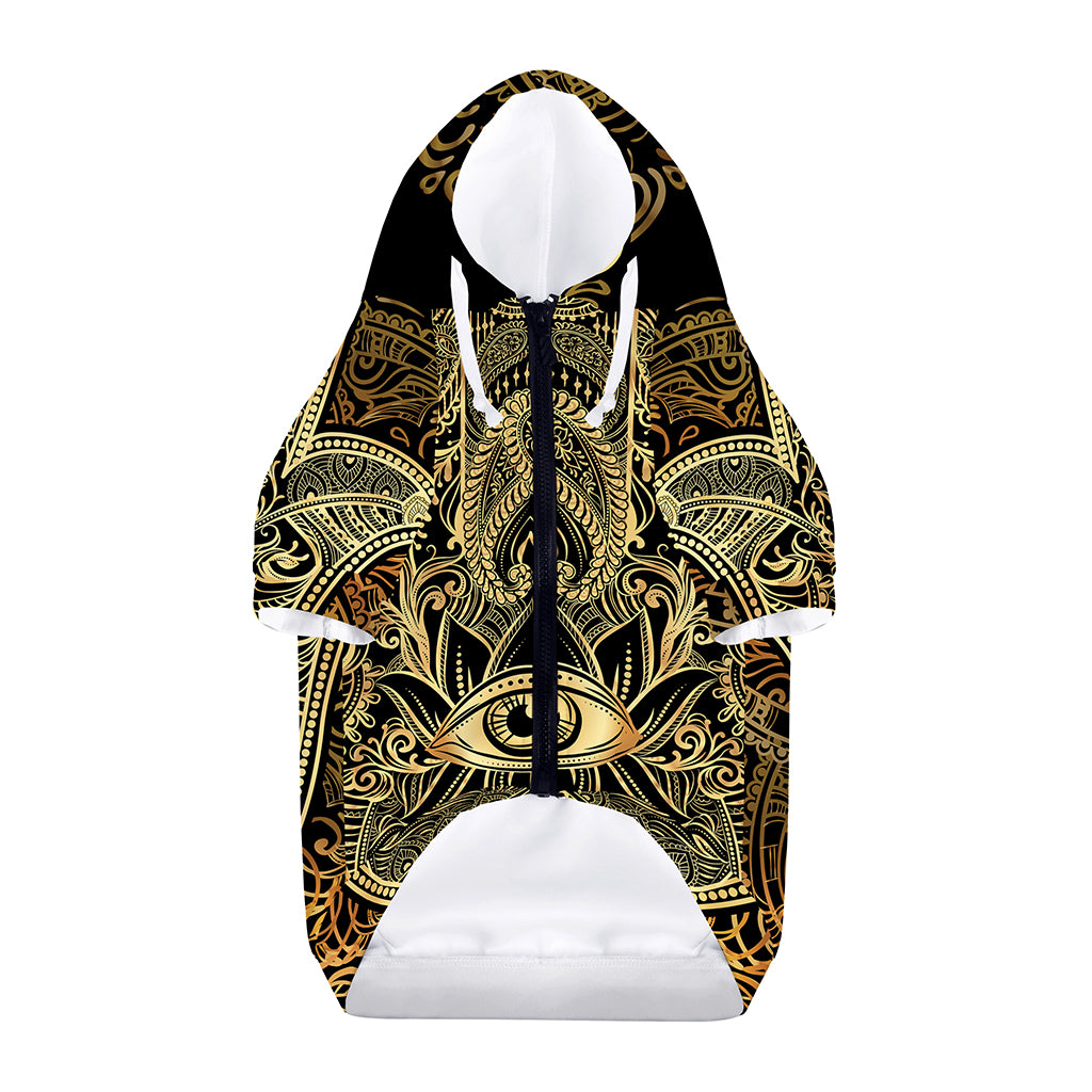 Gold Hamsa Hand Print Dog Zip Up Hoodie