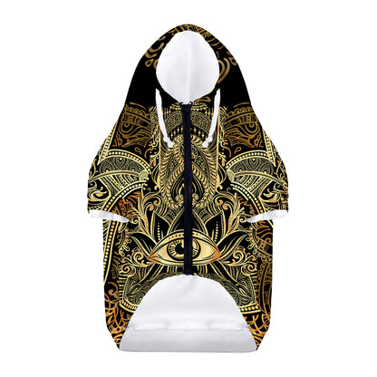 Gold Hamsa Hand Print Dog Zip Up Hoodie