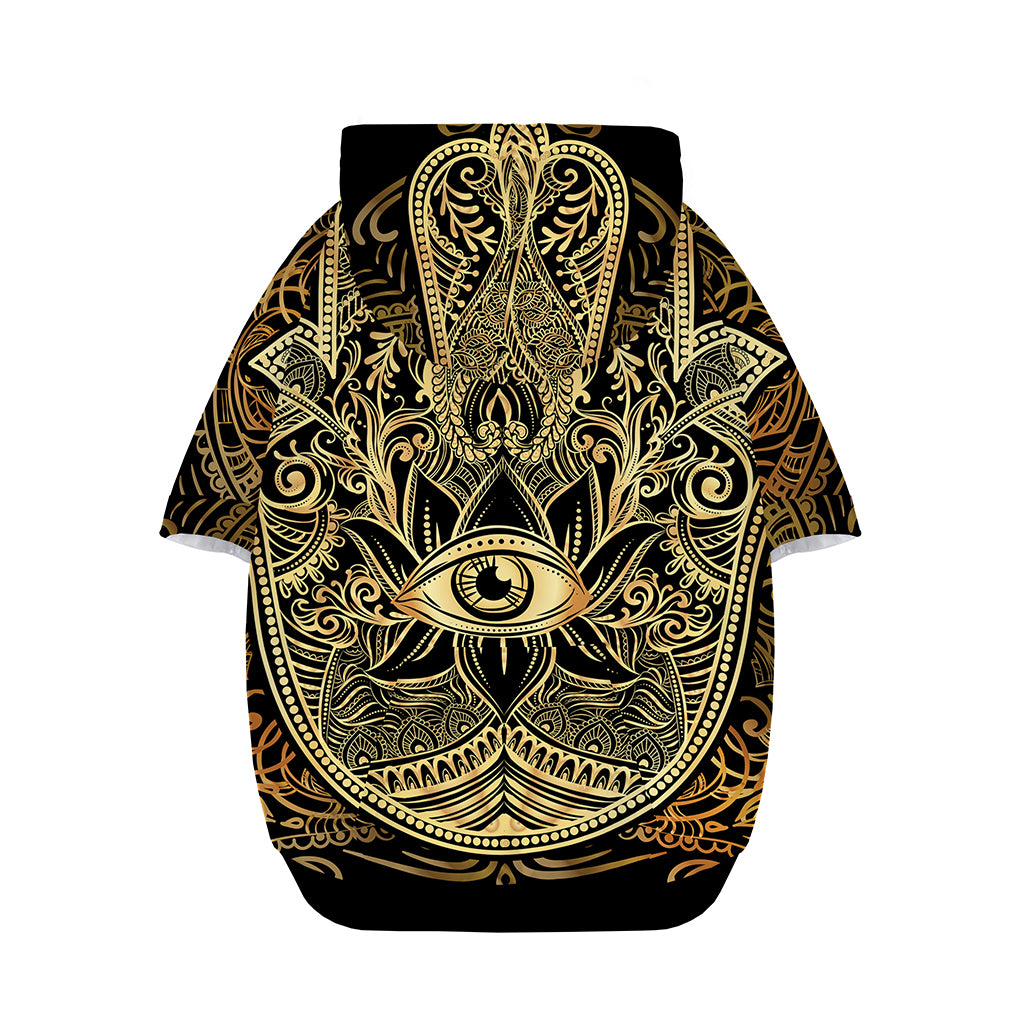 Gold Hamsa Hand Print Dog Zip Up Hoodie