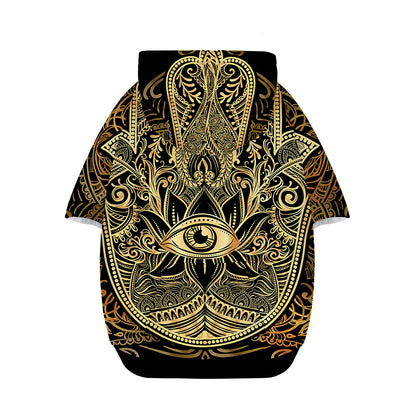 Gold Hamsa Hand Print Dog Zip Up Hoodie