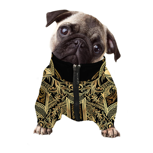 Gold Hamsa Hand Print Dog Zip Up Jacket