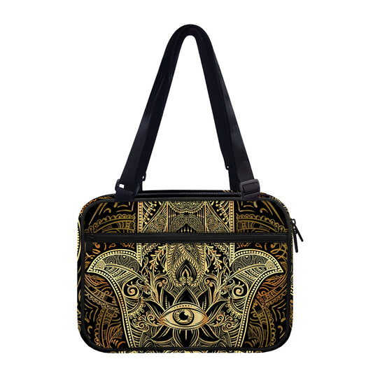 Gold Hamsa Hand Print Double Strap Bible Bag