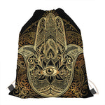 Gold Hamsa Hand Print Drawstring Bag
