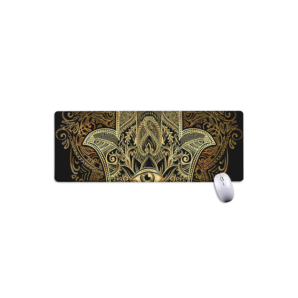 Gold Hamsa Hand Print Extended Mouse Pad