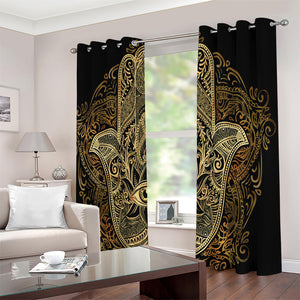 Gold Hamsa Hand Print Extra Wide Grommet Curtains