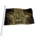Gold Hamsa Hand Print Flag