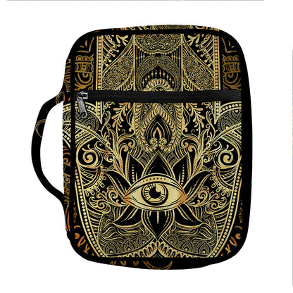 Gold Hamsa Hand Print Front Pocket Bible Bag