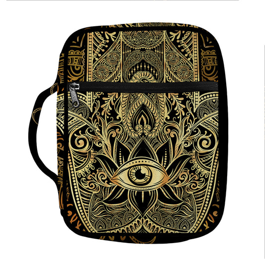 Gold Hamsa Hand Print Front Pocket Bible Bag