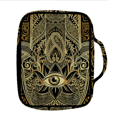 Gold Hamsa Hand Print Front Pocket Bible Bag