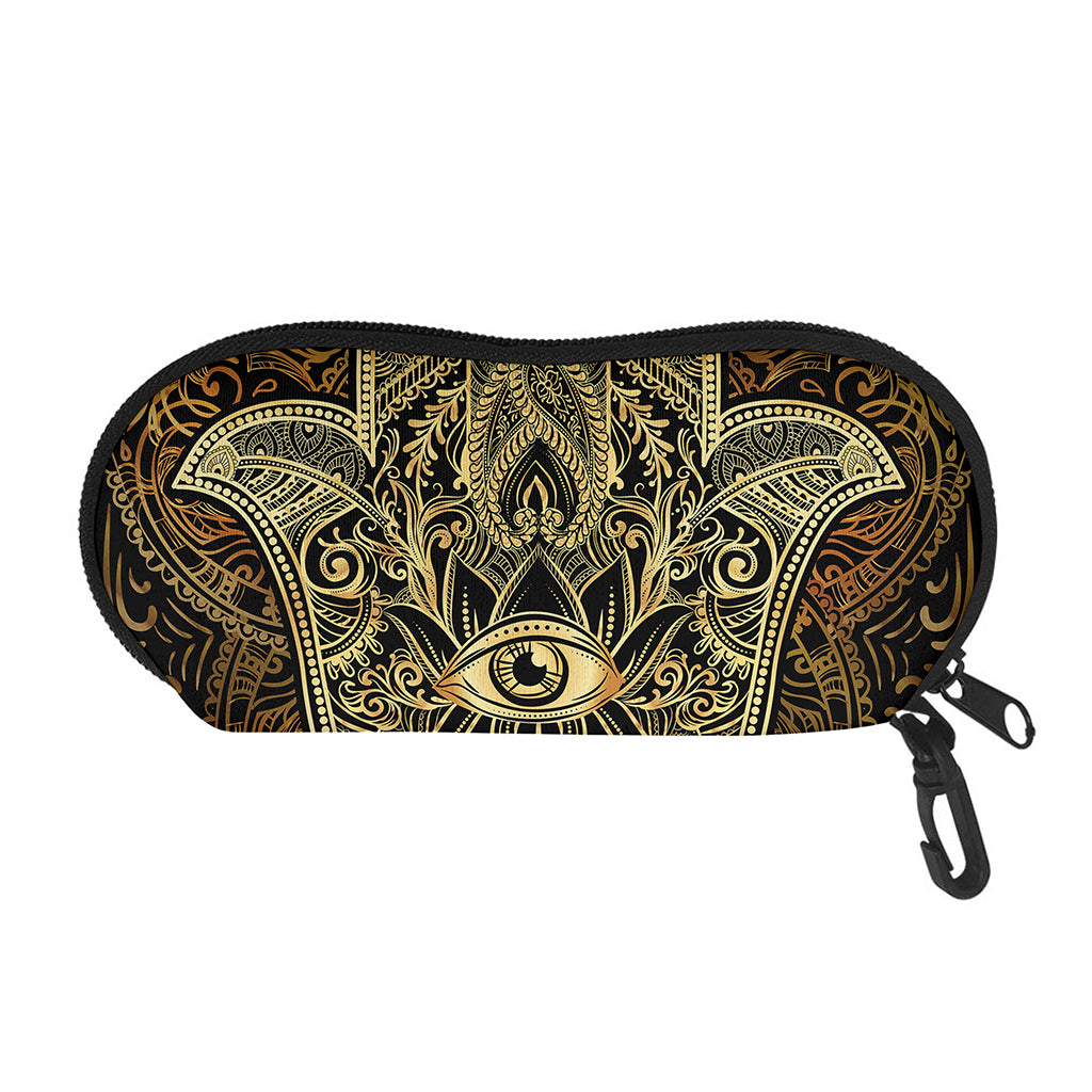 Gold Hamsa Hand Print Glasses Case