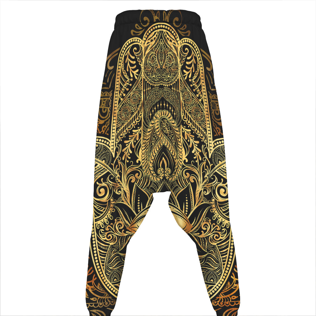 Gold Hamsa Hand Print Hammer Pants
