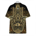 Gold Hamsa Hand Print Hawaiian Shirt