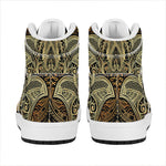 Gold Hamsa Hand Print High Top Leather Sneakers