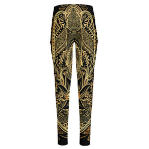 Gold Hamsa Hand Print High-Waisted Pocket Leggings