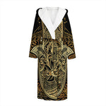 Gold Hamsa Hand Print Hooded Bathrobe