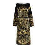 Gold Hamsa Hand Print Hooded Bathrobe