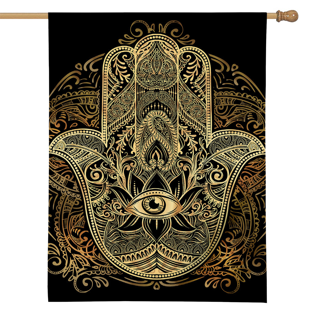 Gold Hamsa Hand Print House Flag
