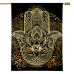 Gold Hamsa Hand Print House Flag