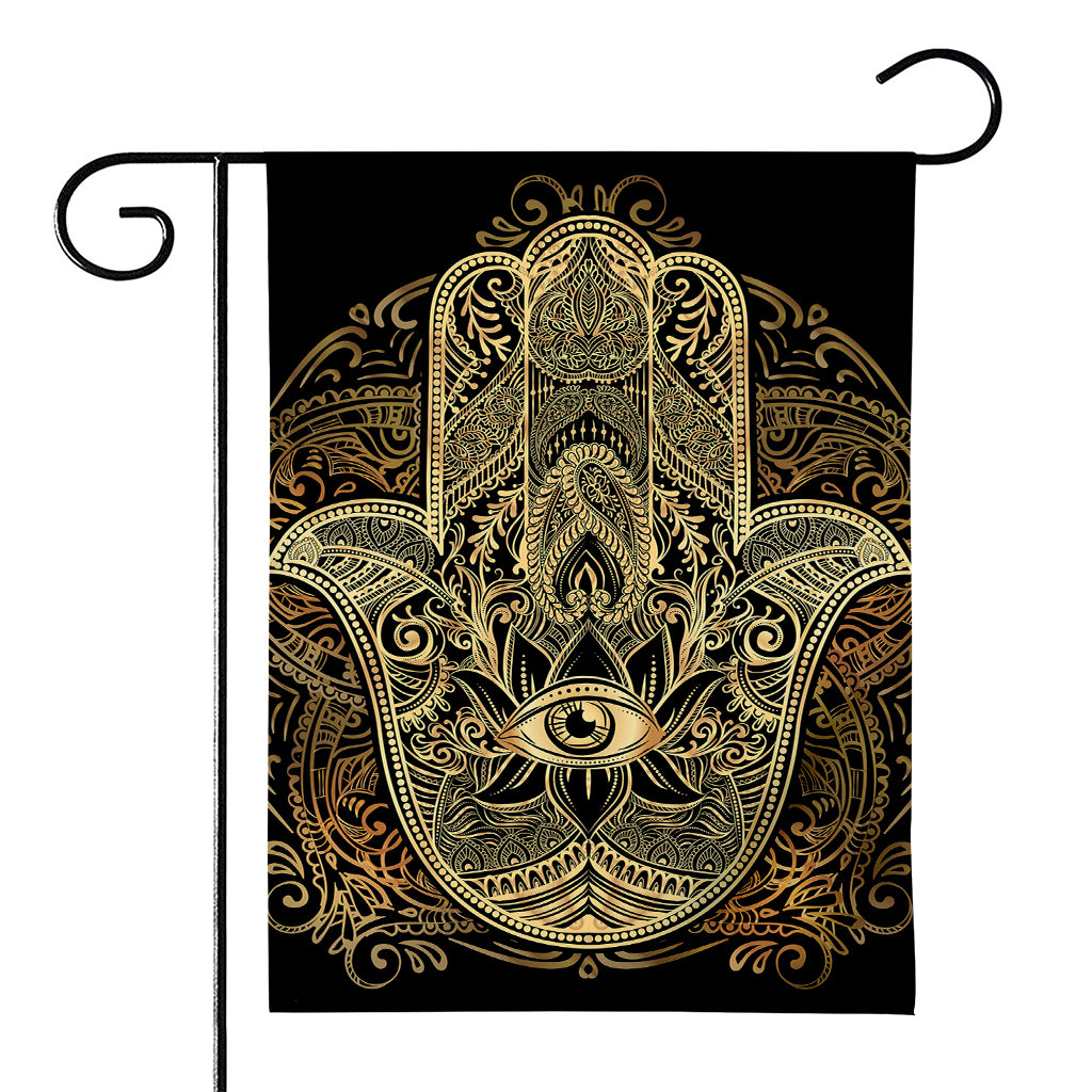 Gold Hamsa Hand Print House Flag