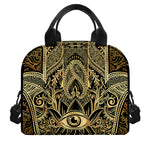 Gold Hamsa Hand Print Insulated Lunch Bag