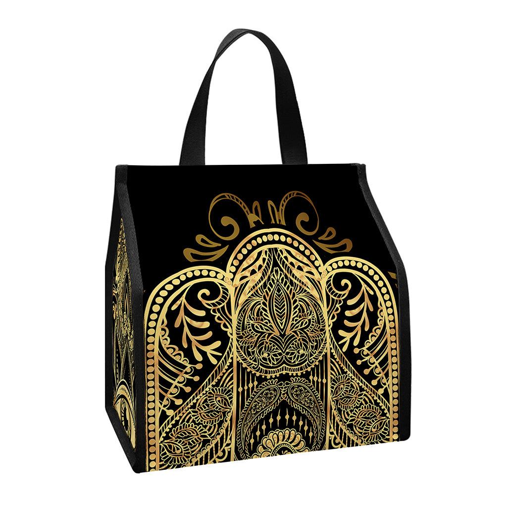 Gold Hamsa Hand Print Insulated Lunch Tote