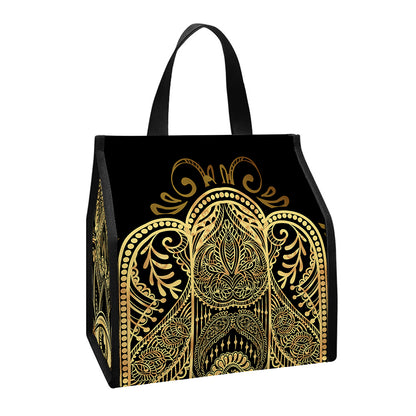 Gold Hamsa Hand Print Insulated Lunch Tote