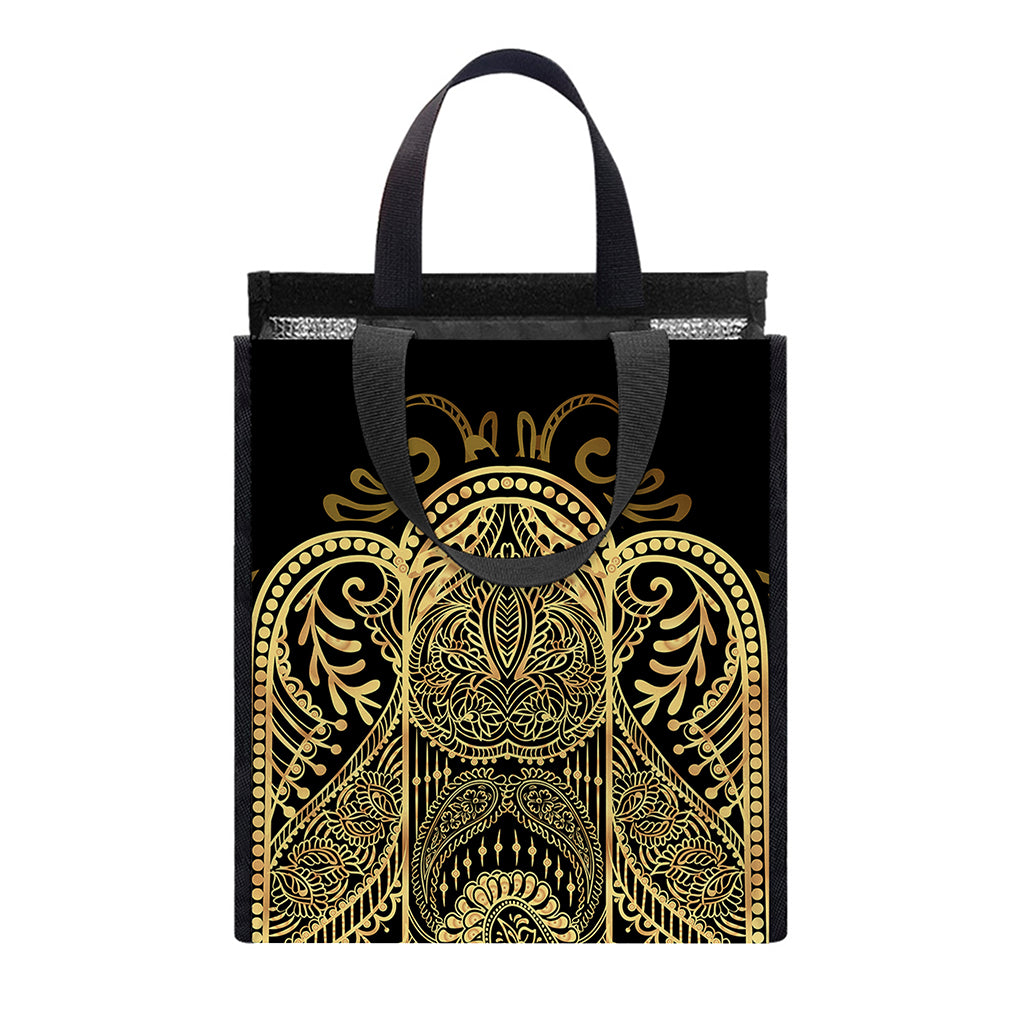 Gold Hamsa Hand Print Insulated Lunch Tote