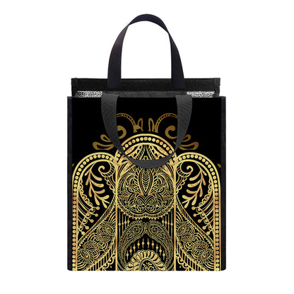 Gold Hamsa Hand Print Insulated Lunch Tote